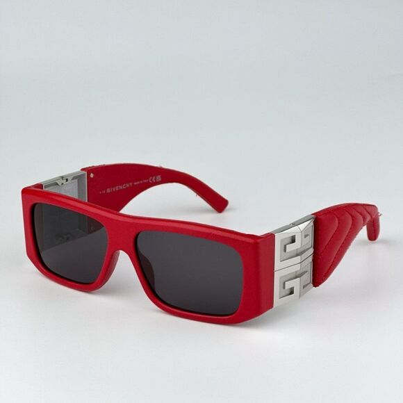 NEW Givenchy GV40034I  66A Red Leather Grey Unisex Geometric Sunglasses - Picture 6 of 12